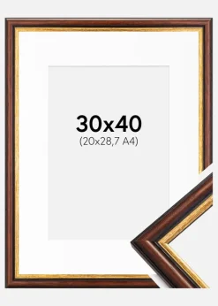 Ramme Siljan Brun 30x40 cm - Passepartout Hvid 21x29,7 cm (A4)