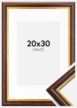 Ramme Siljan Brun 20x30 cm - Passepartout Hvid 15x22 cm