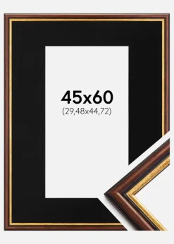 Ramme Siljan Brun 45x60 cm - Passepartout Sort 12x18 inches