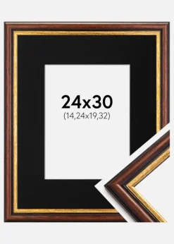 Ramme Siljan Brun 24x30 cm - Passepartout Sort 6x8 inches