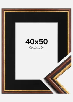 Ramme Siljan Brun 40x50 cm - Passepartout Sort 27,5x37 cm