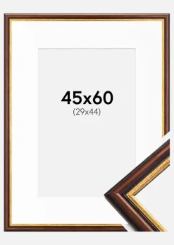 Ramme Siljan Brun 45x60 cm - Passepartout Hvid 30x45 cm