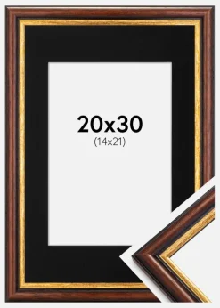 Ramme Siljan Brun 20x30 cm - Passepartout Sort 15x22 cm
