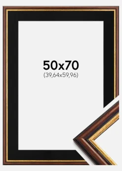 Ramme Siljan Brun 50x70 cm - Passepartout Sort 16x24 inches