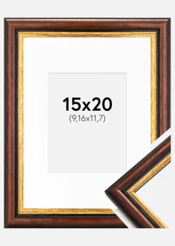 Ramme Siljan Brun 15x20 cm - Passepartout Hvid 4x5 inches