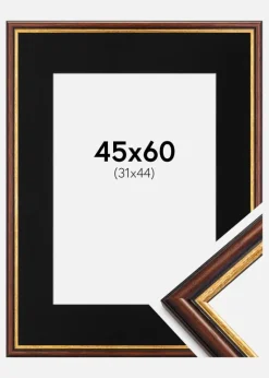 Ramme Siljan Brun 45x60 cm - Passepartout Sort 32x45 cm