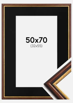Ramme Siljan Brun 50x70 cm - Passepartout Sort 33x56 cm