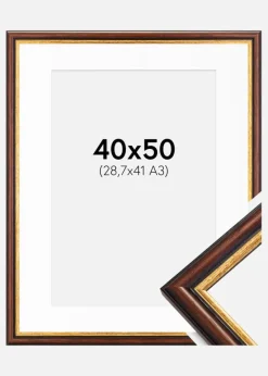 Ramme Siljan Brun 40x50 cm - Passepartout Hvid 29,7x42 cm (A3)