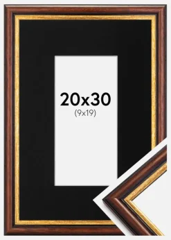 Ramme Siljan Brun 20x30 cm - Passepartout Sort 10x20 cm