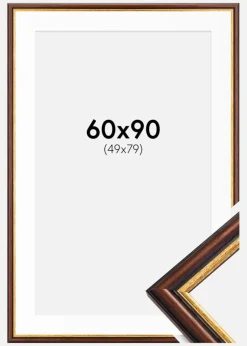 Ramme Siljan Brun 60x90 cm - Passepartout Hvid 50x80 cm