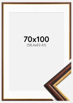 Ramme Siljan Brun 70x100 cm - Passepartout Hvid 59,4x84 cm (A1)