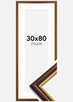 Ramme Siljan Brun 30x80 cm - Passepartout Hvid 20x70 cm