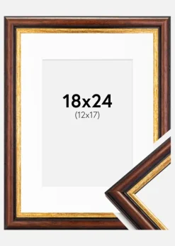 Ramme Siljan Brun 18x24 cm - Passepartout Hvid 13x18 cm