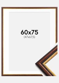 Ramme Siljan Brun 60x75 cm - Passepartout Hvid 48x68,5 cm