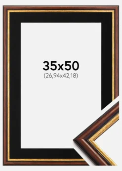 Ramme Siljan Brun 35x50 cm - Passepartout Sort 11x17 inches