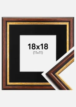 Ramme Siljan Brun 18x18 cm - Passepartout Sort 12x12 cm