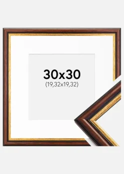 Ramme Siljan Brun 30x30 cm - Passepartout Hvid 8x8 inches
