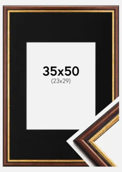 Ramme Siljan Brun 35x50 cm - Passepartout Sort 24x30 cm
