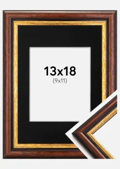 Ramme Siljan Brun 13x18 cm - Passepartout Sort 10x12 cm