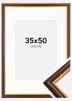 Ramme Siljan Brun 35x50 cm - Passepartout Hvid 25x35 cm