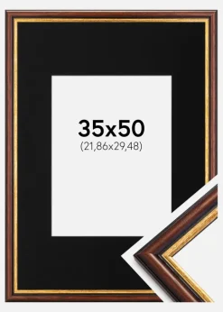 Ramme Siljan Brun 35x50 cm - Passepartout Sort 9x12 inches