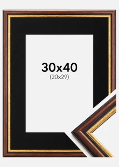 Ramme Siljan Brun 30x40 cm - Passepartout Sort 21x30 cm