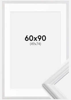 Ramme Siljan Hvid 60x90 cm - Passepartout Hvid 50x75 cm