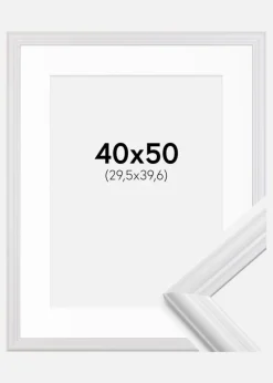 Ramme Siljan Hvid 40x50 cm - Passepartout Hvid 12x16 inches