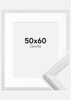 Ramme Siljan Hvid 50x60 cm - Passepartout Hvid 37x46 cm