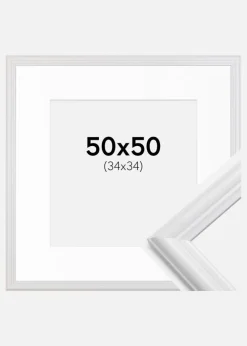 Ramme Siljan Hvid 50x50 cm - Passepartout Hvid 35x35 cm