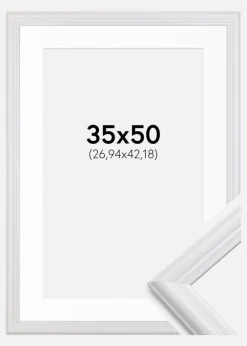Ramme Siljan Hvid 35x50 cm - Passepartout Hvid 11x17 inches