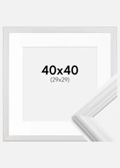 Ramme Siljan Hvid 40x40 cm - Passepartout Hvid 30x30 cm