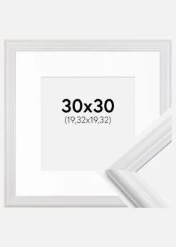 Ramme Siljan Hvid 30x30 cm - Passepartout Hvid 8x8 inches