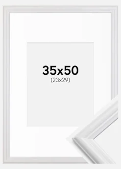 Ramme Siljan Hvid 35x50 cm - Passepartout Hvid 24x30 cm
