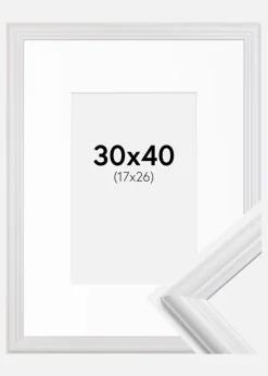 Ramme Siljan Hvid 30x40 cm - Passepartout Hvid 18x27 cm