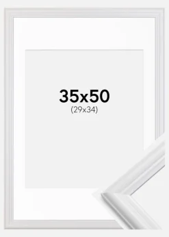 Ramme Siljan Hvid 35x50 cm - Passepartout Hvid 30x35 cm