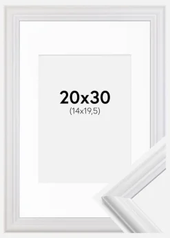 Ramme Siljan Hvid 20x30 cm - Passepartout Hvid 15x21 cm (A5)