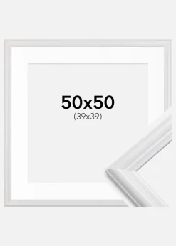 Ramme Siljan Hvid 50x50 cm - Passepartout Hvid 40x40 cm