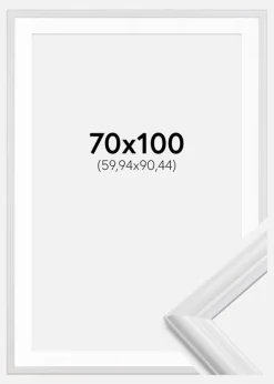 Ramme Siljan Hvid 70x100 cm - Passepartout Hvid 24x36 inches
