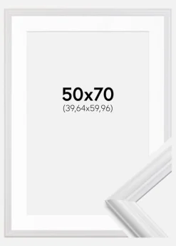 Ramme Siljan Hvid 50x70 cm - Passepartout Hvid 16x24 inches