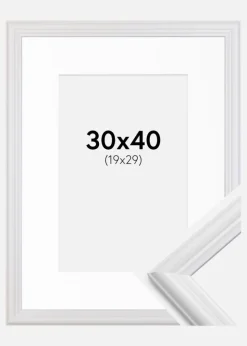 Ramme Siljan Hvid 30x40 cm - Passepartout Hvid 20x30 cm