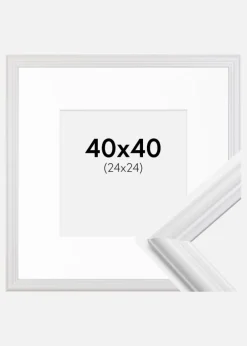 Ramme Siljan Hvid 40x40 cm - Passepartout Hvid 25x25 cm
