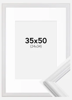 Ramme Siljan Hvid 35x50 cm - Passepartout Hvid 25x35 cm