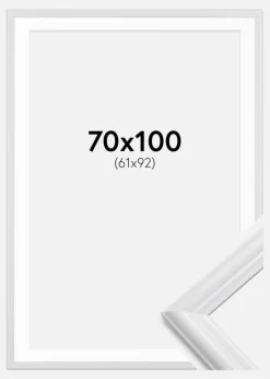Ramme Siljan Hvid 70x100 cm - Passepartout Hvid 62x93 cm