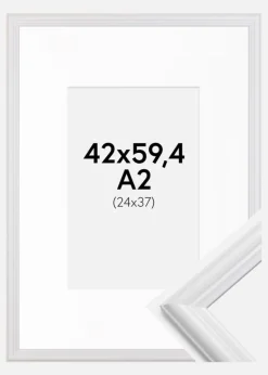 Ramme Siljan Hvid 42x59,4 cm (A2) - Passepartout Hvid 25x38 cm