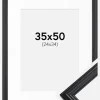 Ramme Siljan Sort 35x50 cm - Passepartout Hvid 25x35 cm