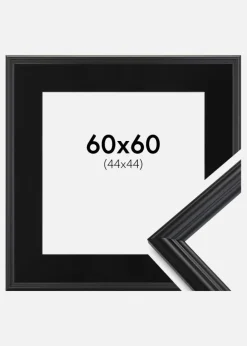 Ramme Siljan Sort 60x60 cm - Passepartout Sort 45x45 cm