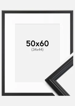 Ramme Siljan Sort 50x60 cm - Passepartout Hvid 35x45 cm