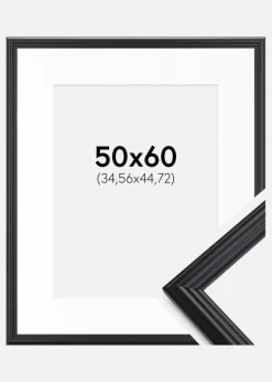 Ramme Siljan Sort 50x60 cm - Passepartout Hvid 14x18 inches