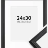 Ramme Siljan Sort 24x30 cm - Passepartout Hvid 7x9 inches
